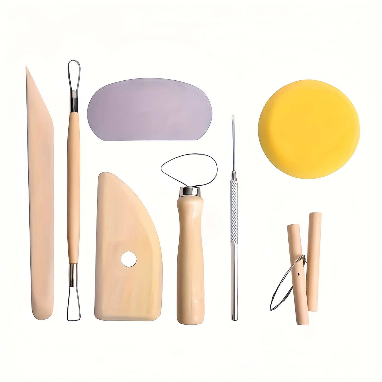 8-Piece Clay Sculpting Tool Set – DIY Pottery & Ceramic Carving Tools with Wooden Knives for Modeling, Molding & Crafting