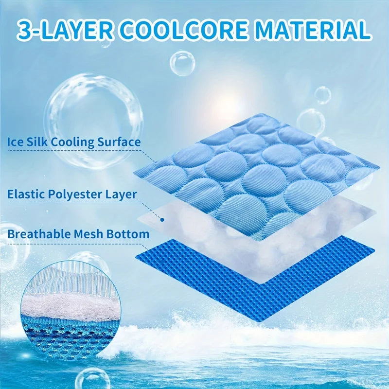 Self-Cooling Pet Mat for Dogs & Cats – Ice Cold Summer Sleeping Pad, Breathable & Washable Cooling Blanket for Crate, Bed, Floor & Travel