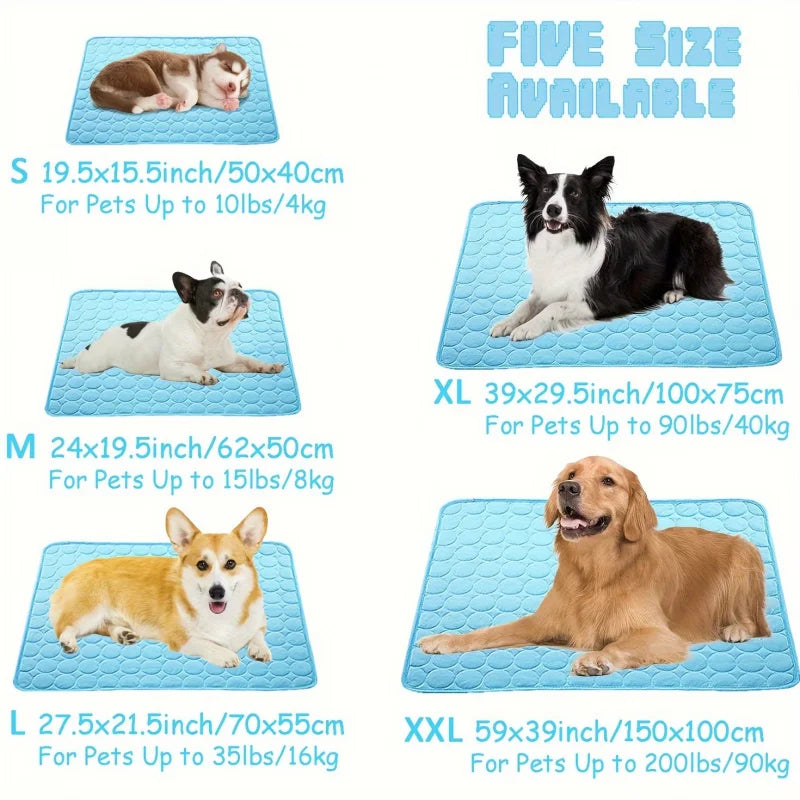 Self-Cooling Pet Mat for Dogs & Cats – Ice Cold Summer Sleeping Pad, Breathable & Washable Cooling Blanket for Crate, Bed, Floor & Travel
