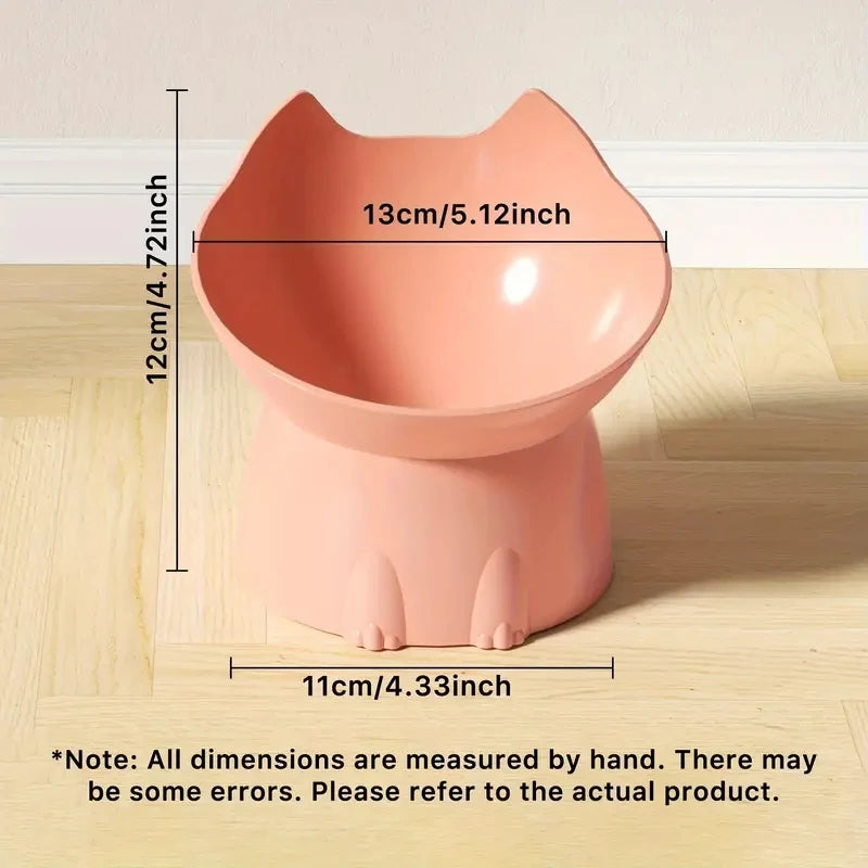 1pc Elevated Cat Bowl, Anti-Tip Plastic Raised Pet Feeding Dish with Tilted Edge, Neck Protection Kitty Food