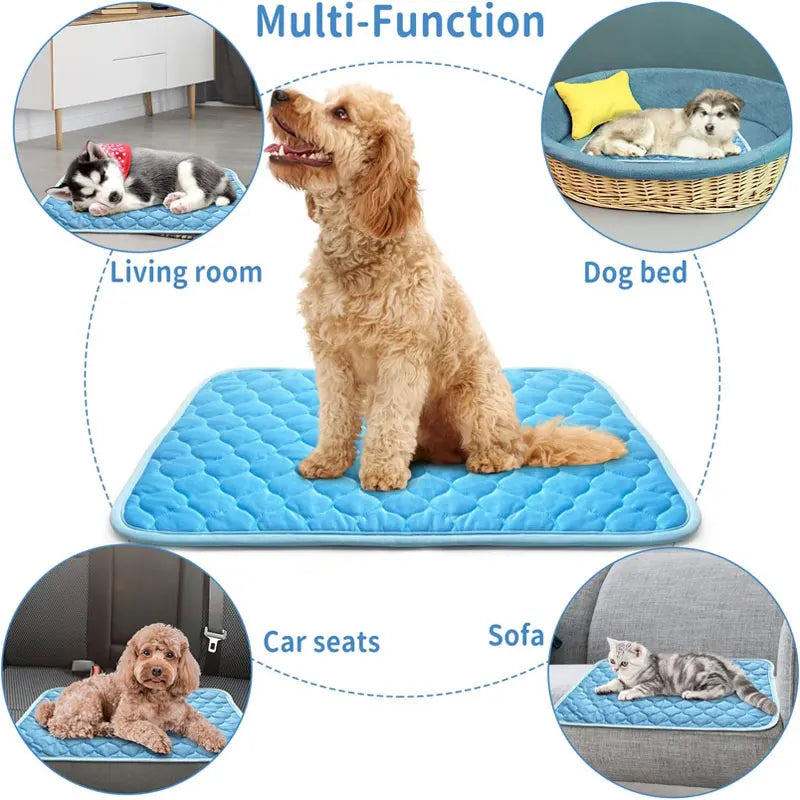 Self-Cooling Pet Mat for Dogs & Cats – Ice Cold Summer Sleeping Pad, Breathable & Washable Cooling Blanket for Crate, Bed, Floor & Travel