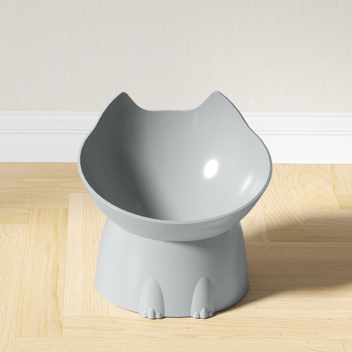 1pc Elevated Cat Bowl, Anti-Tip Plastic Raised Pet Feeding Dish with Tilted Edge, Neck Protection Kitty Food