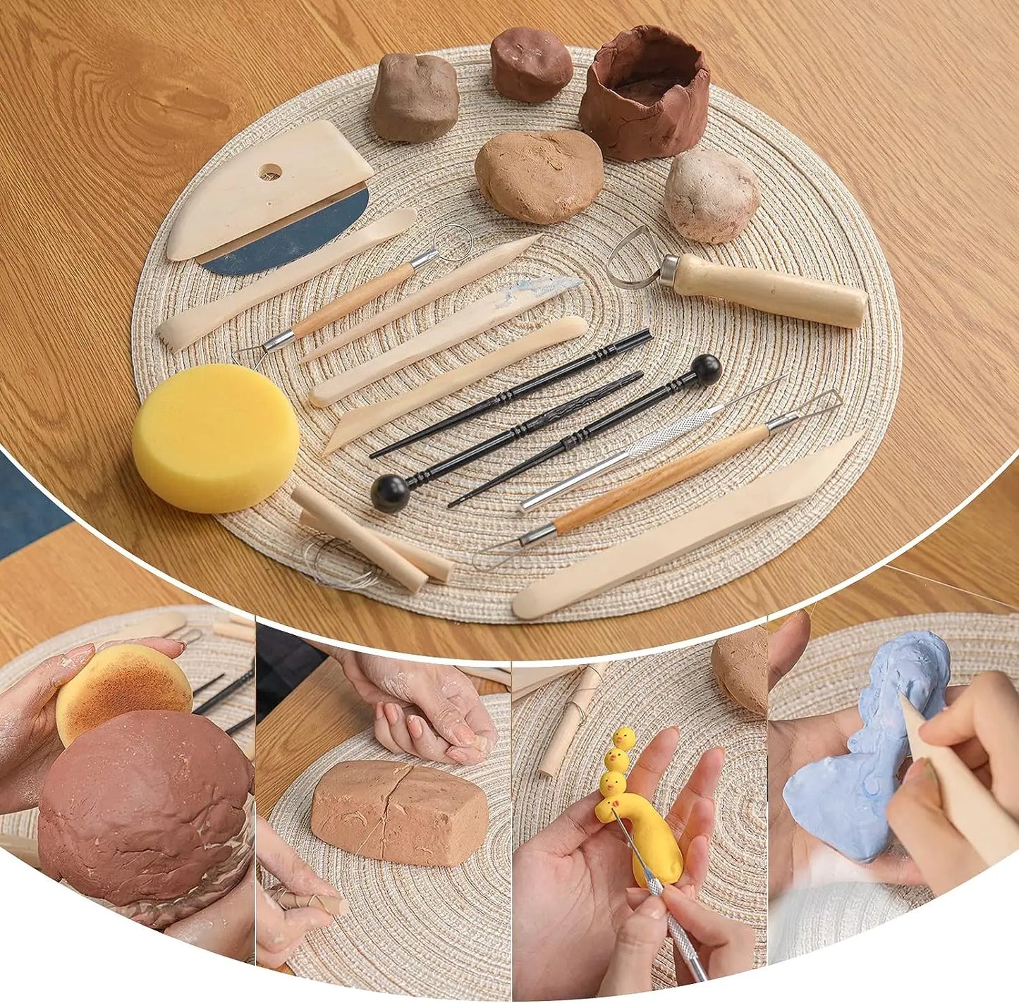 8-Piece Clay Sculpting Tool Set – DIY Pottery & Ceramic Carving Tools with Wooden Knives for Modeling, Molding & Crafting