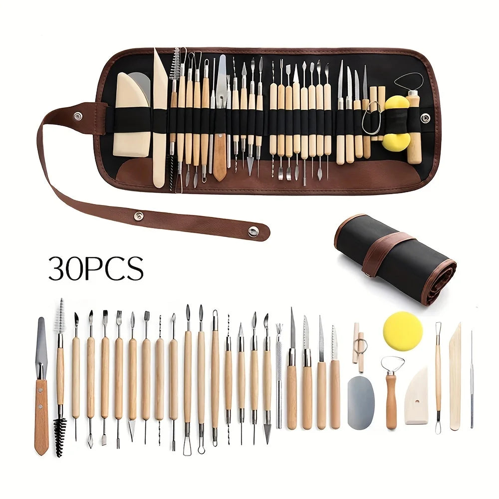 8-Piece Clay Sculpting Tool Set – DIY Pottery & Ceramic Carving Tools with Wooden Knives for Modeling, Molding & Crafting