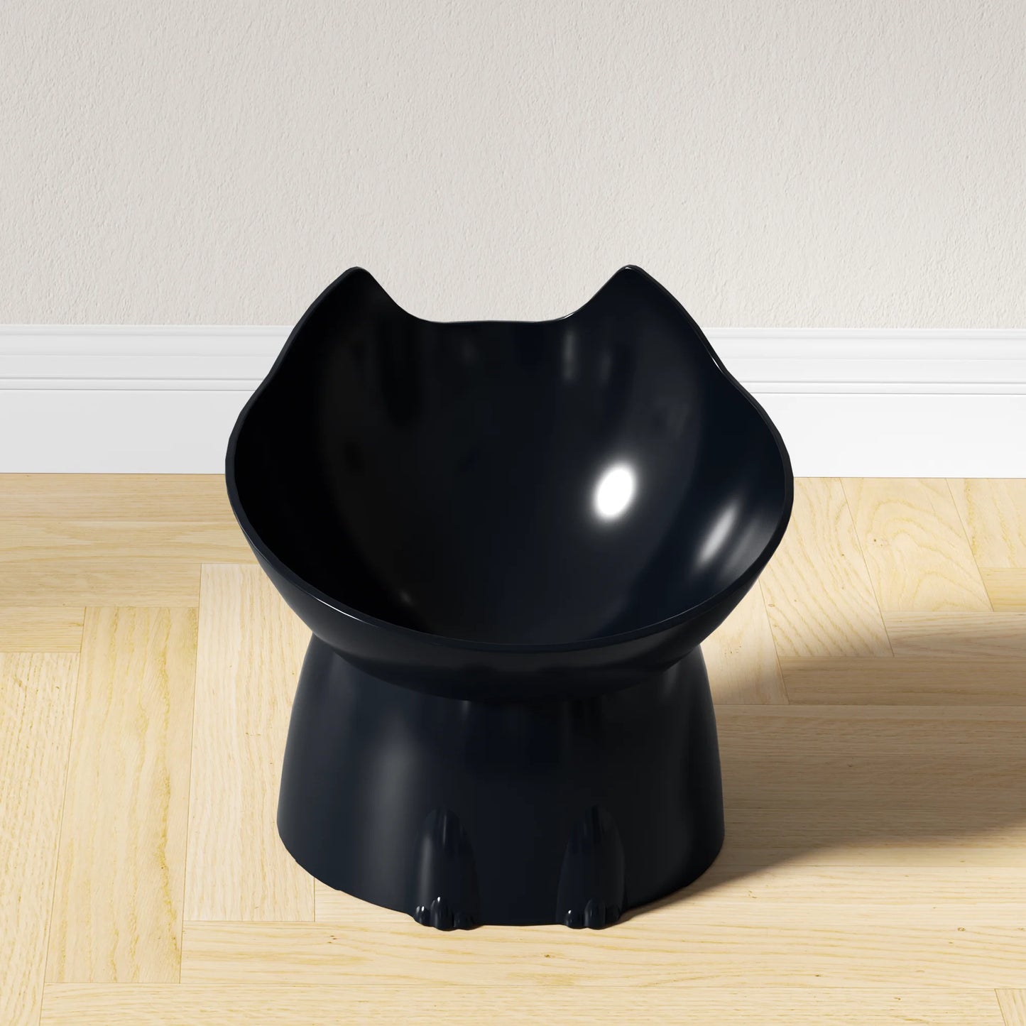 1pc Elevated Cat Bowl, Anti-Tip Plastic Raised Pet Feeding Dish with Tilted Edge, Neck Protection Kitty Food