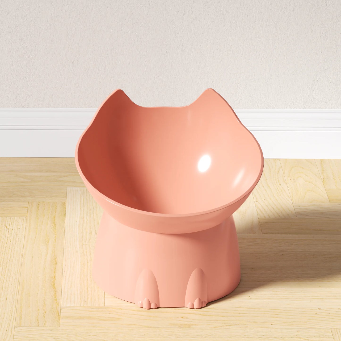 1pc Elevated Cat Bowl, Anti-Tip Plastic Raised Pet Feeding Dish with Tilted Edge, Neck Protection Kitty Food
