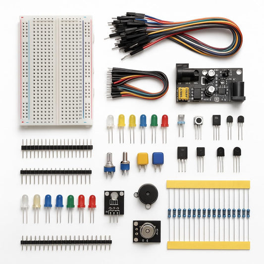Generic DIY Project Starter Kit for Arduino UNO R3, Electronic Component Set with 830 Tie-Points Breadboard, 65 Jumper Wires, LEDs, Resistors, Capacitors, Transistors